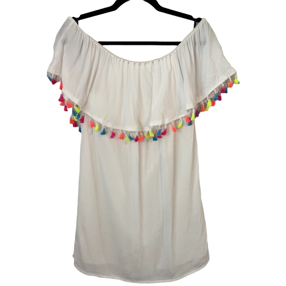 Forever 21 Mini Dress Neon Tassel Trim Size Small - Picture 2 of 10